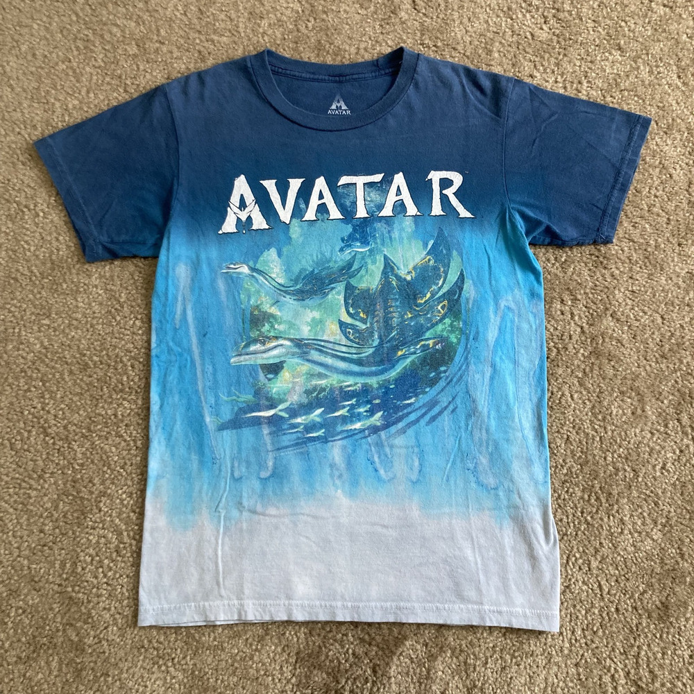 Avatar: The Way Of Water Ilu Ombre Wash T-Shirt Unisex XS Tie-Dye Blue/White